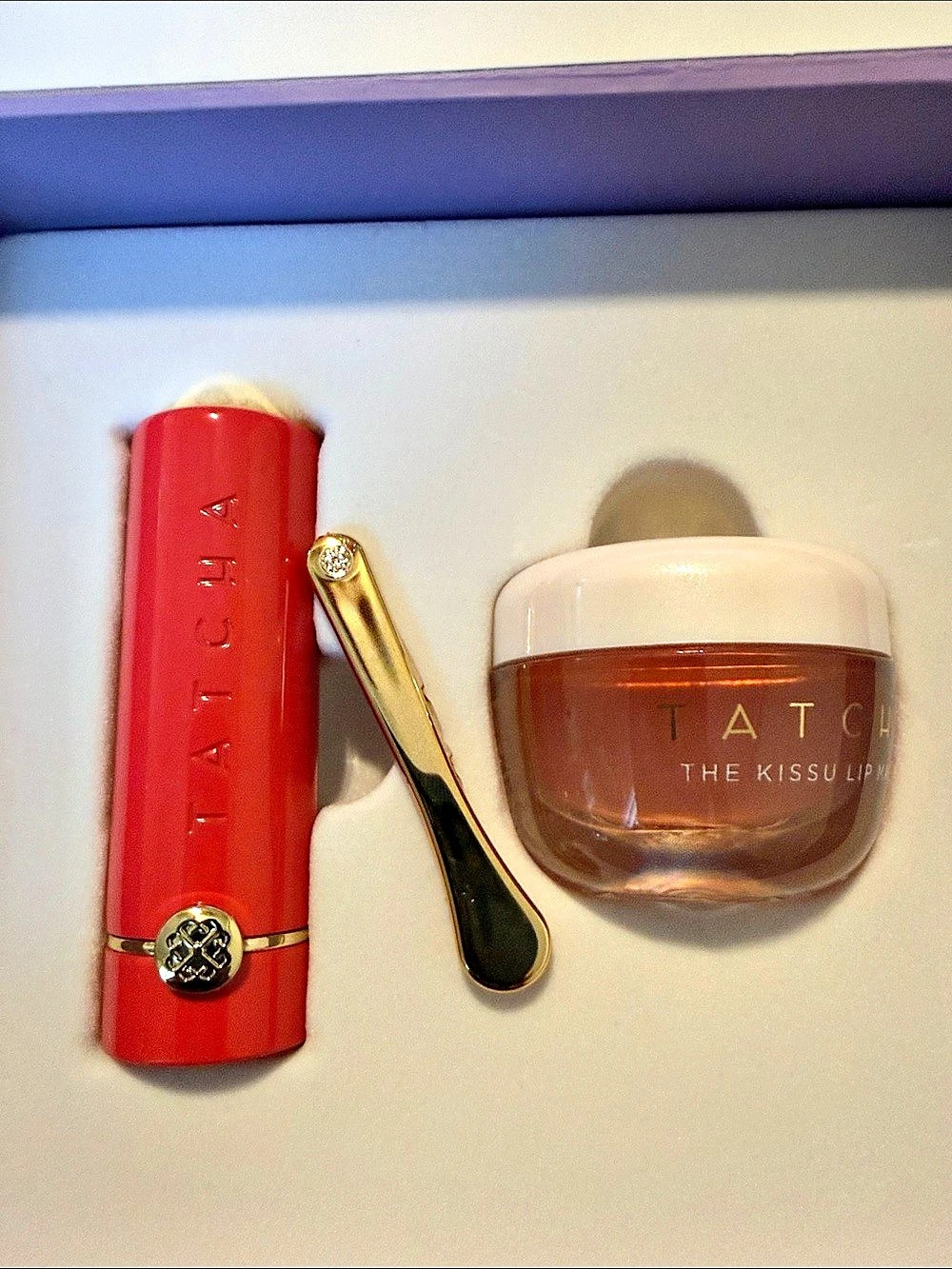 TATCHA The Kissu Lip Mask and Peony Blossom Lipstick